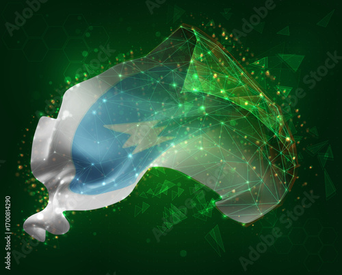 Electroneum, vector 3d flag on green background