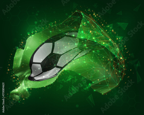 Football, vector 3d flag on green background