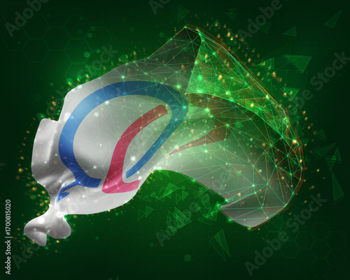Male, female, vector 3d flag on green background