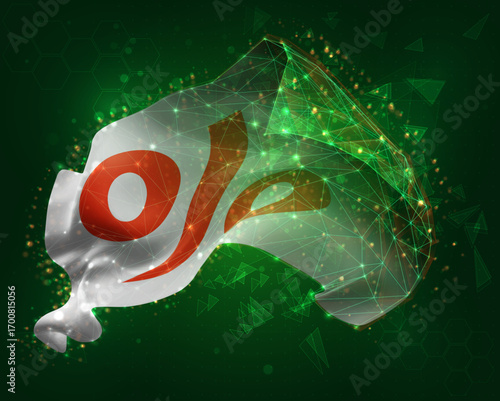 percent, sale, vector 3d flag on green background