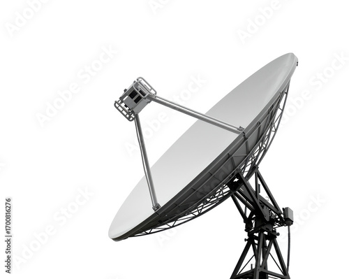 Isolated satellite dish antenna for communication and data transfer on a solid monochrome