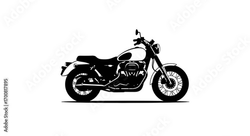 Classic motorcycle silhouette isolated on white background