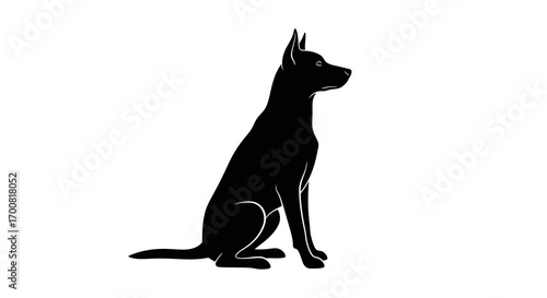 Sitting dog silhouette isolated on white background