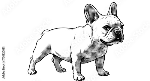 Black and White Halftone Dog Illustrations Collection