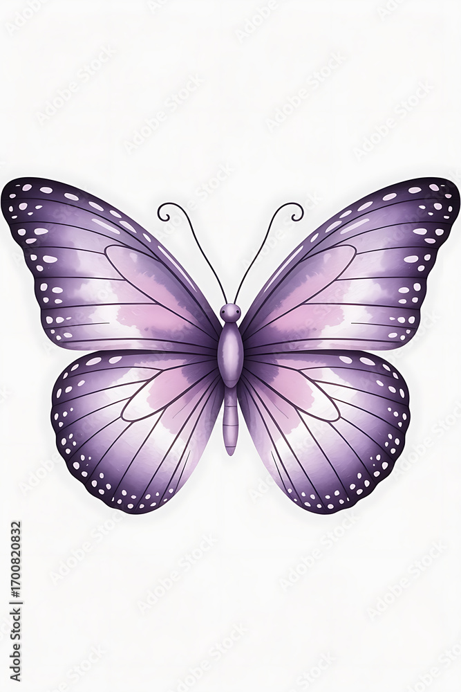 Obraz premium Delicate purple butterfly, wings patterned in shades of lavender. 