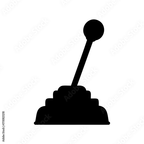 Black silhouette image of a manual transmission stick shift with gear shifter