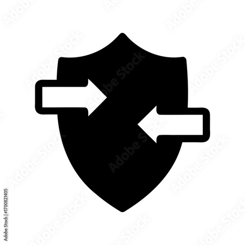Data transfer security with protected shield and bidirectional arrows for privacy