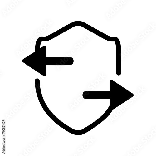 Data protection and exchange icon with arrows around a shield symbol
