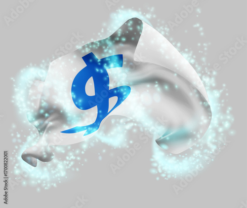 Dollar, vector 3d flag in whirlwind of magical radiance