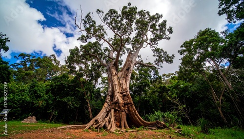 Majestic ancient tree in lush forest