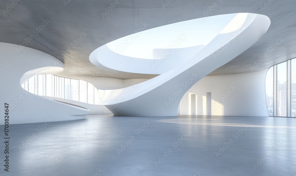 Obraz premium Modern architecture in a spacious art gallery