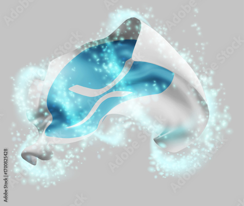 XRP, vector 3d flag in whirlwind of magical radiance