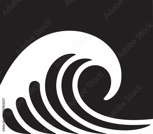 Dynamic Wave Illustration with Bold Black Lines on a Contrasting Background for Graphic Design