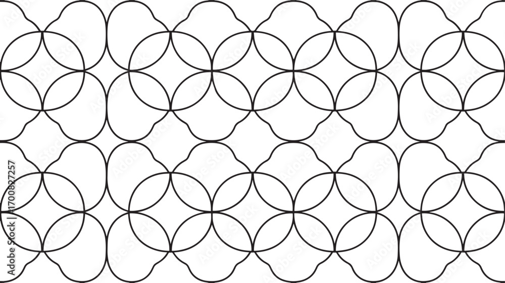 Naklejka premium Interlocking Circles Pattern Design Seamlessly Repeating Geometric Background Art
