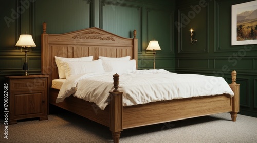 Wallpaper Mural Cozy bedroom featuring elegant wooden furnishings Torontodigital.ca