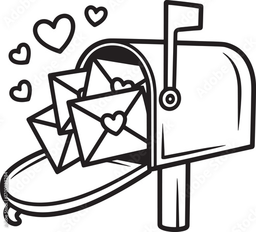 Mailbox Overflowing with Heart Embellished Letters Delivering Affectionate Messages Graphic