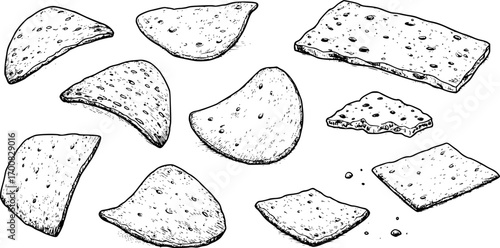 vector set of cracker chips
