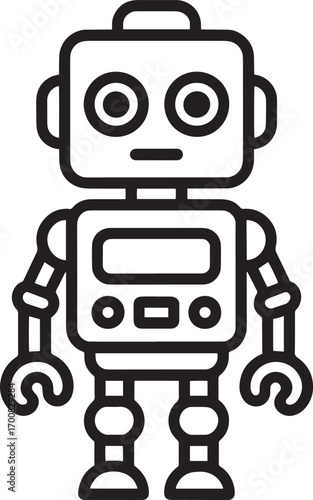 Simple Robot Outline Illustration for Creative Projects and Designs Element