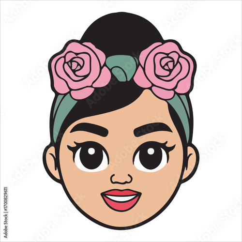 Trendy Woman with Flower Crown Headband – Rose Style Fashion
