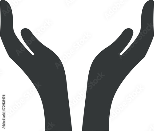 Open hands silhouette symbol of care support hope charity and protection vector