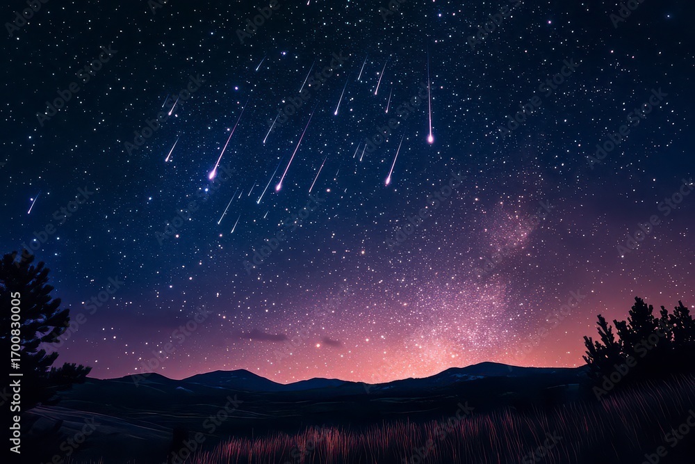 Fototapeta premium Beautiful night sky with a few shooting stars