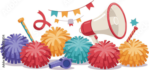 vector pom pom and megaphone
