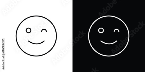 Smile wink icon logo template designs.