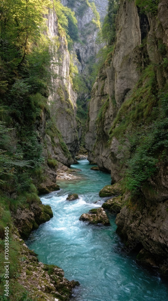 Fototapeta premium River in a canyon among mountains