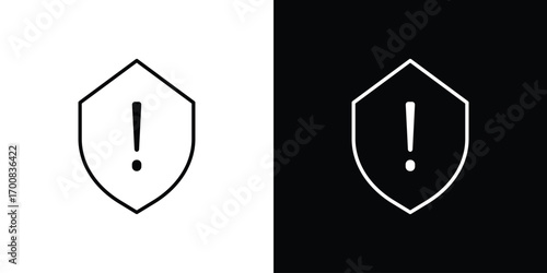 Shield exclamation icon logo template designs.