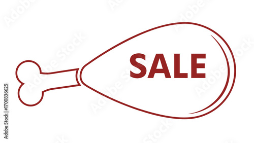 Minimalist outline a turkey drumstick with the word sale food meat