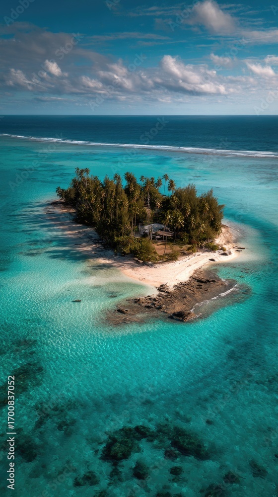 Obraz premium Tropical island surrounded by turquoise waters