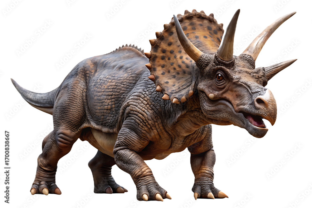 Fototapeta premium Triceratops dinosaur prehistoric creature isolated on a transparent background
