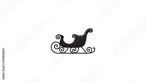 Elegant black silhouette of a classic festive sleigh, beautifully stylized as a clean vector graphic, ideal for seasonal celebrations and winter holiday projects