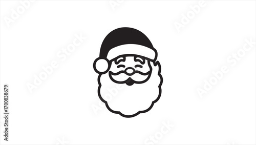 Minimalist Santa Claus head icon with a happy face and beard. A clean vector design illustration for Xmas holiday graphic projects