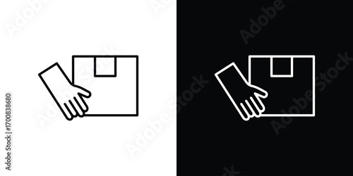 Hand holding box icon logo template designs.
