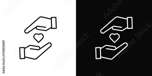Hand holding heart icon logo template designs.