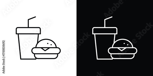 Hamburger soda icon logo template designs.