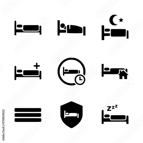 Bed and Sleep Related Icons Set