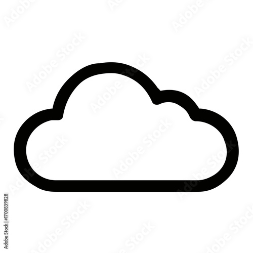 Vector line art icon of a cloud, a minimalist monochrome symbol for internet services, data networking, and online storage concepts