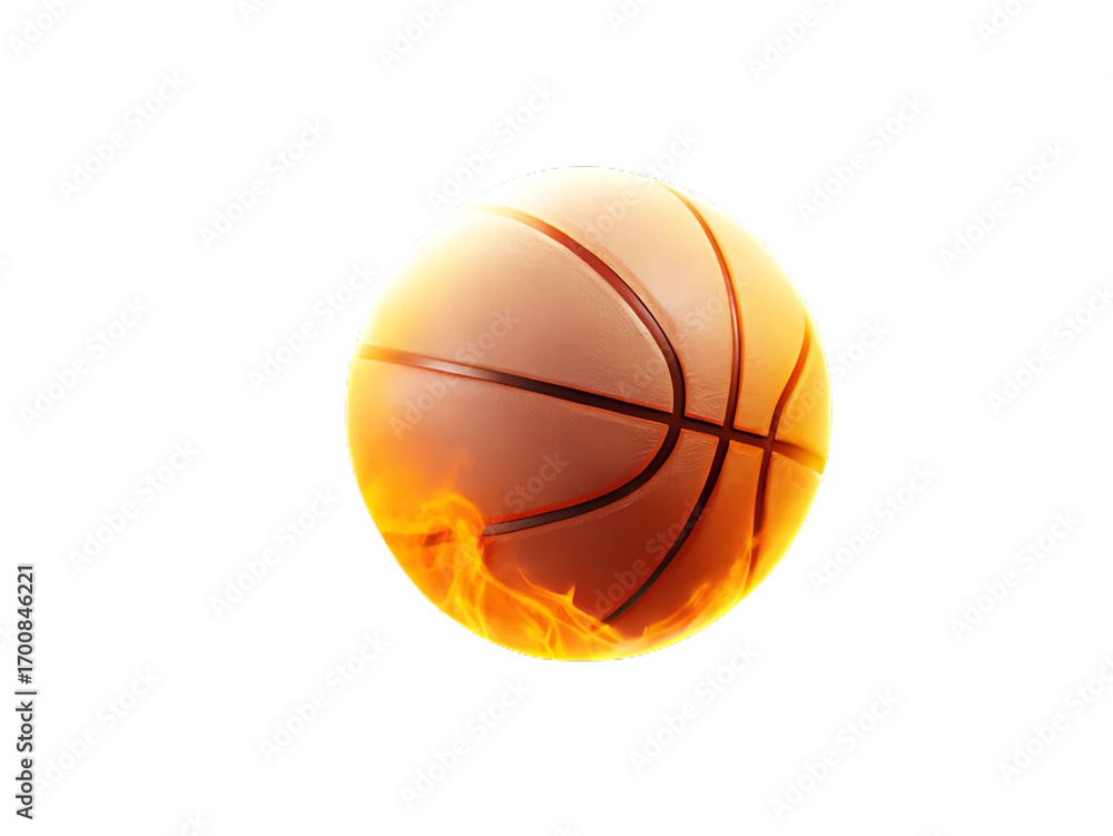 Fototapeta premium Basketball Ignited by Flames on Background sport game isolated on a transparent background