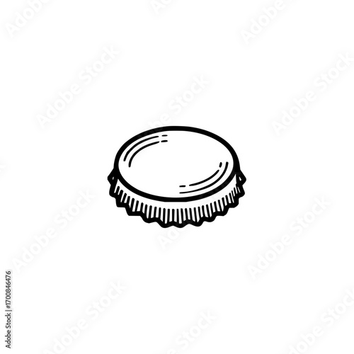 Illustration of a bottle cap with a simple black and white design for graphic use and design purposes