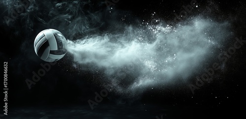 Volleyball Spinning Through a Cloud of Dust in an Artistic Display of Motion