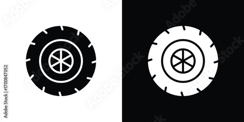 Tire icon line style. Graphic design element vectors