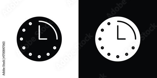 Time quarter past icon line style. Graphic design element vectors