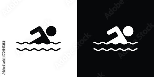 Swimmer icon line style. Graphic design element vectors