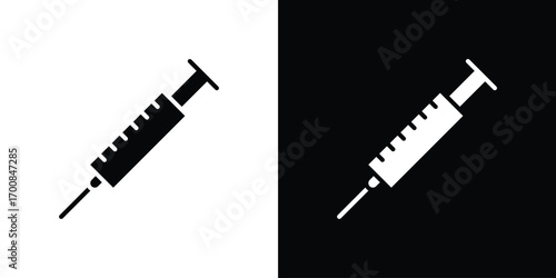 Syringe icon line style. Graphic design element vectors