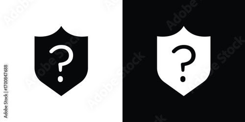 Shield interrogation icon line style. Graphic design element vectors