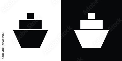 Ship icon line style. Graphic design element vectors