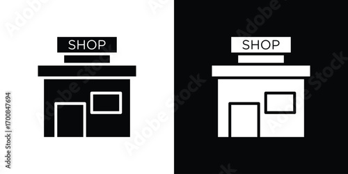 Shop icon line style. Graphic design element vectors