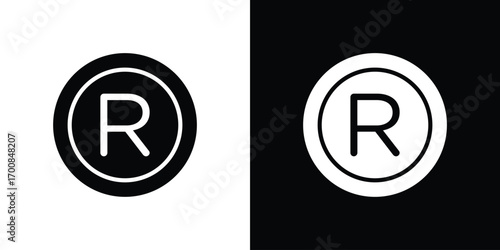 Registered icon line style. Graphic design element vectors